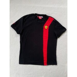 Puma‎ Mens Medium T-Shirt Black Red Scuderia Ferrari Racing Stripe Tee